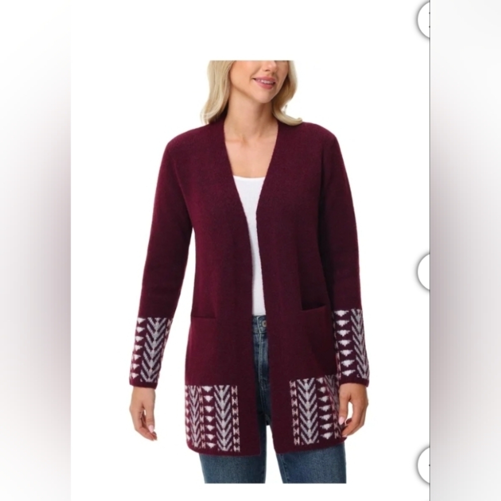 Frye Women's Patterned Cardigan Dark Red